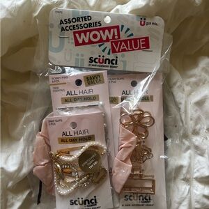 Scunci Gold and Pink + b&w Hair Accessories Set